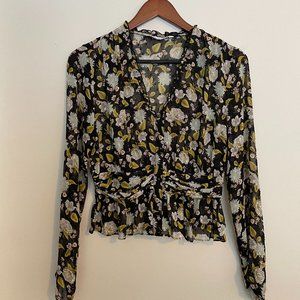 Zara Floral Long Sleeve Blouse